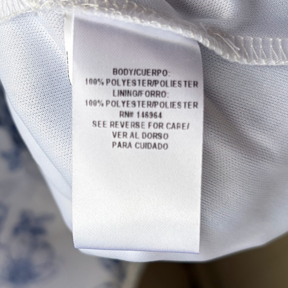 🆕✨Signature byRobbieBee Blue Floral Tiered Midi Dress Size 6 White Chinoiserie - Picture 13 of 15